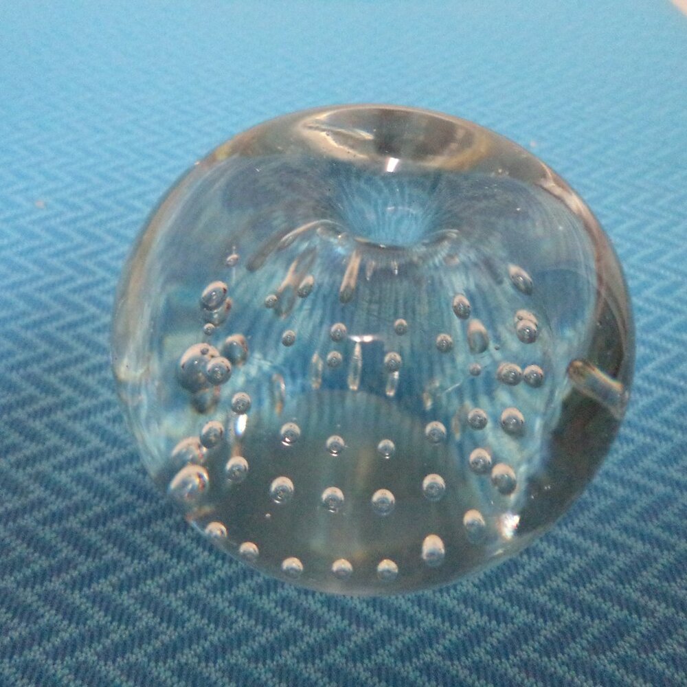 ROC Paperweight  Art Controlled bubble glass Vintage Taiwan Decor Clear